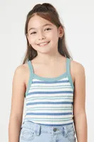 Girls Striped Cami Bodysuit (Kids) in Blue, 5/6