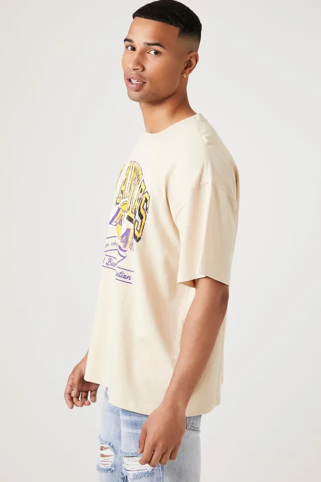 Forever 21 Men's Los Angeles Lakers Graphic T-Shirt in Taupe, XXL