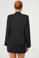 Women's Notched Double-Breasted Blazer in Black Large