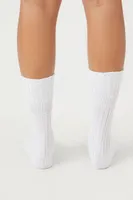 Ribbed Crew Socks in White