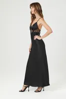 Women's Satin Lace Maxi Slip Dress