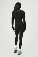 Women's Active Halter Long-Sleeve Jumpsuit in Black, XS