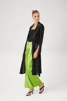 Women's Chiffon Tie-Front Kimono in Black Medium