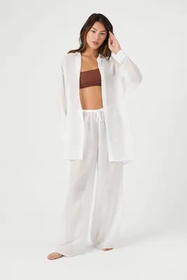 Women's Wide-Leg Swim Cover-Up Pants in Vanilla Small