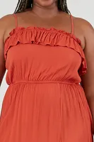 Women's Ruffle Cami Maxi Dress Rust,