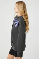 Women's Rhinestone KISS Fleece Graphic Hoodie in Black Medium