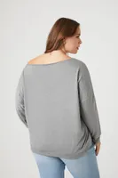 Women's Off-the-Shoulder Sweater in Grey, 0X