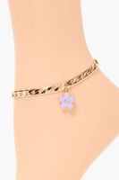 Women's Flower Charm Chain Anklet in Gold/Purple