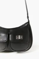 Women's Faux Leather Twist-Lock Handbag in Black