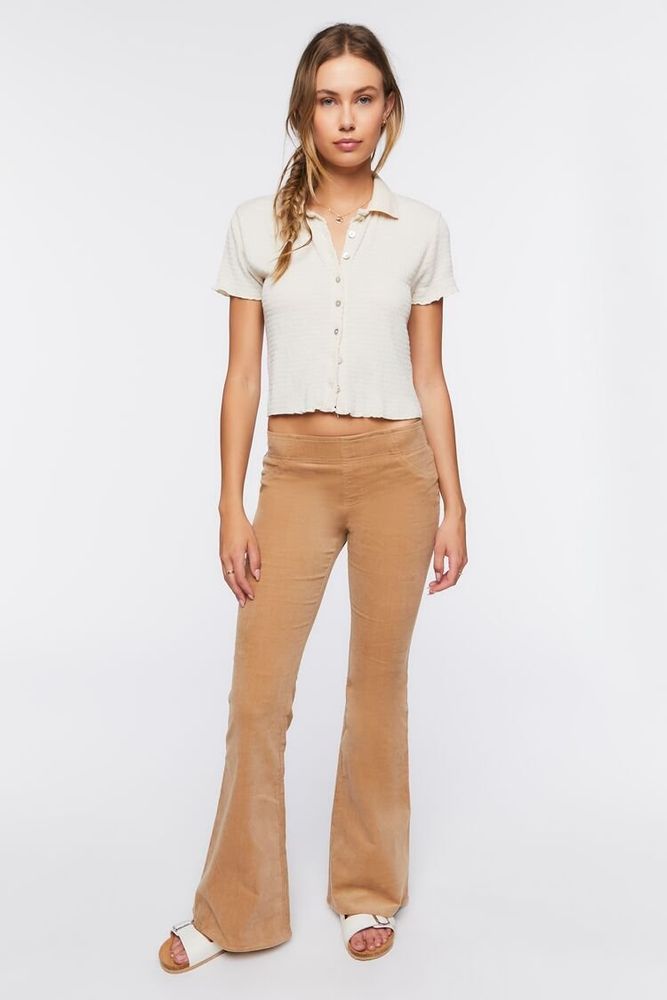 Forever 21 Women's Corduroy Flare Pants in Toast, XS