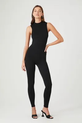 Women's Seamless Mock Neck Jumpsuit in Black Small