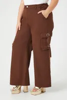 Women's Wide-Leg Cargo Pants in Brown, 2X