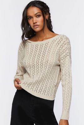 Women's Pointelle Twist-Back Sweater