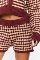 Women's Houndstooth Sweater-Knit Shorts in Merlot Medium