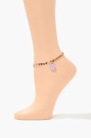 Women's Flower Charm Chain Anklet in Gold/Purple