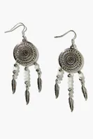 Women's Faux Stone Dreamcatcher Drop Earring Set in Silver/Turquoise