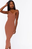 Women's Sweater-Knit Bodycon Midi Dress in Brown Large