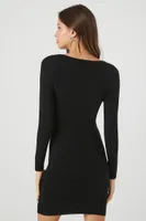 Women's Rhinestone-Strap Sweater Mini Dress in Black, XS