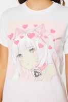 Women's Heart Anime Girl Graphic T-Shirt in White Small