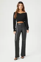 Women's Faux Leather Straight-Leg Pants in Black Medium