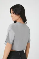 Women's California Graphic Cropped T-Shirt in Grey Medium