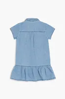 Girls Denim Drop-Waist Dress (Kids) in Light Denim, 13/14