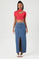 Women's Sweater-Knit Cutout Crop Top Currant