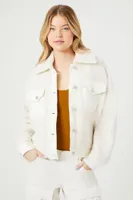 Women's Faux Shearling Trucker Jacket in White/White Medium