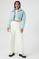 Women's Cropped Puffer Jacket Blue Mist