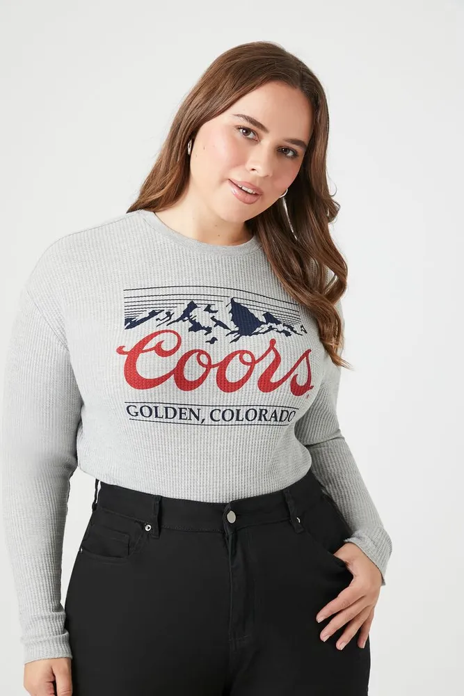 Women's Coors Graphic Cropped Top in Heather Grey, 2X