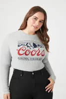 Women's Coors Graphic Cropped Top in Heather Grey, 1X