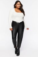 Women's Faux Leather Ankle Pants in Black, 0X