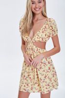 Women's Floral Cutout Mini Dress Yellow