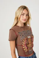 Women's Griffin Graphic Cropped T-Shirt in Brown Medium