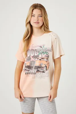 Women's Tie-Dye Cool Rider Graphic T-Shirt in Orange, L/XL