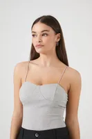 Women's Ribbed Knit Cami Bodysuit in Heather Grey Small