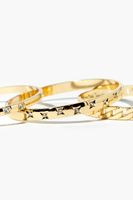 Women's Rhinestone Bangle Bracelet Set in Gold