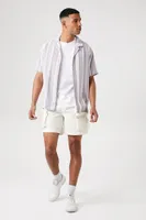 Men 3D Zipper Pocket Cargo Shorts in Cream Medium