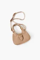 Women's Faux Leather Crescent Crossbody Bag in Taupe