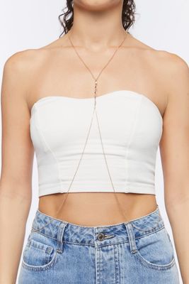 Women's Faux Gem Body Chain in Gold/Clear