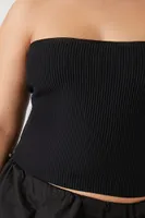 Women's Sweater-Knit Tube Top in Black, 3X