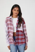 Women's Oversized Colorblock Plaid Flannel Shirt in Dusk Small