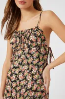 Women's Floral Print Cami Maxi Dress in Black Small