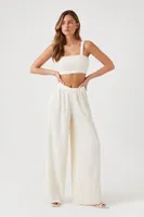 Women's Chiffon Crop Top & Pants Set Ivory