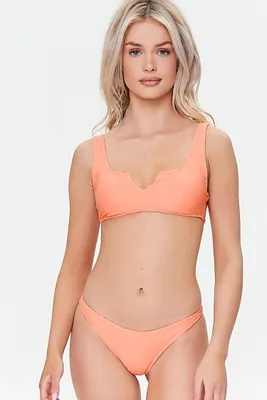 Women's Ruched-Bum Bikini Bottoms in Salmon Small