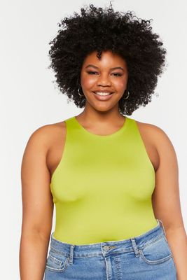 Women's Sleeveless Contour Bodysuit in Green Apple, 0X