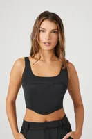 Women's Lace-Up Corset Crop Top in Black, XL