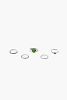 Women's Alien Ring Set Green/Silver,