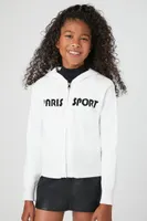 Girls Paris Sweater-Knit Hoodie (Kids) in Cream, 9/10