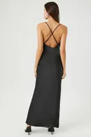 Women's Satin Cowl Slip Maxi Dress in Black Medium